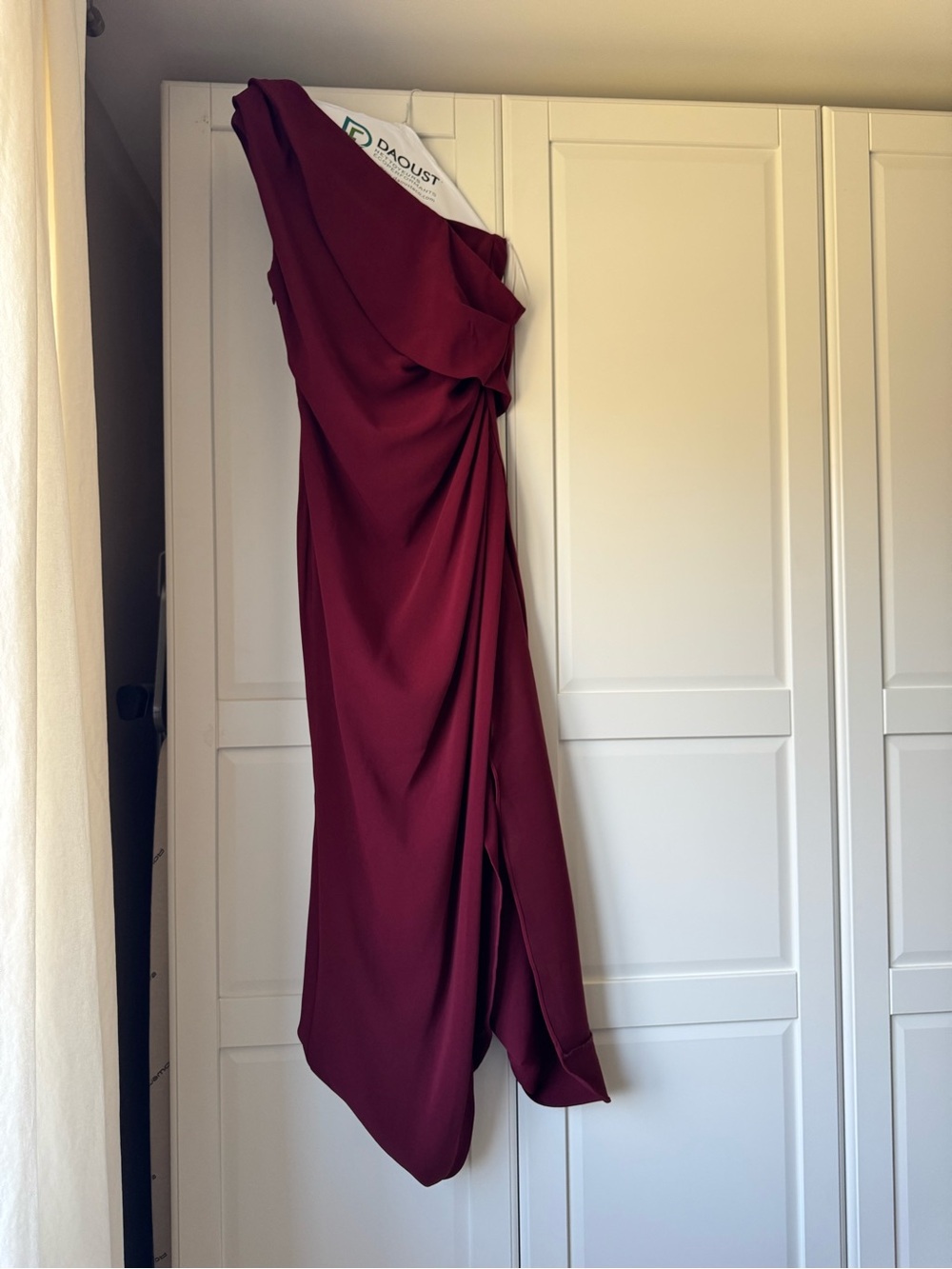 Elliatt One-Shoulder Draped Burgundy Evening Gown